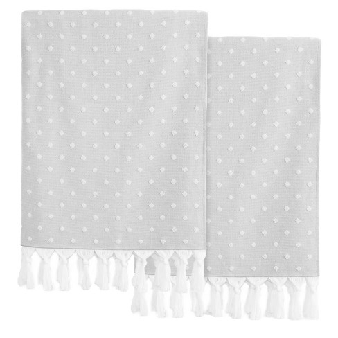 Hand-loomed Turkish Cotton Towel - Black Dots –