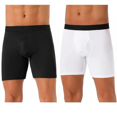 INSPIRE CHIC Men's 2 Pack Solid Color Soft Stretch Open-fly Basic Boxer Briefs