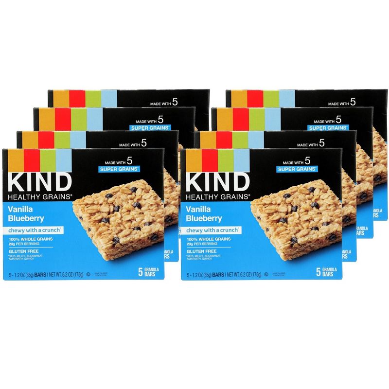 Kind Healthy Grains Vanilla Blueberry Granola Bars - Case of 8/5 pack, 1.2 oz, 1 of 8