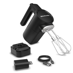 KitchenAid Go Cordless Hand Mixer Battery Included KHMR762: 7 Speeds, Black Matte, Dishwasher-Safe Parts, Metal & Plastic - 1 of 4