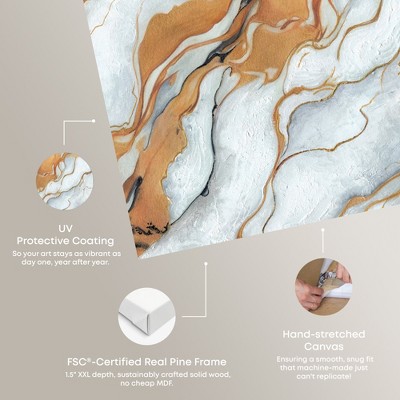 Gold and White Marble Abstract Canvas Wall Art, 24" x 16"