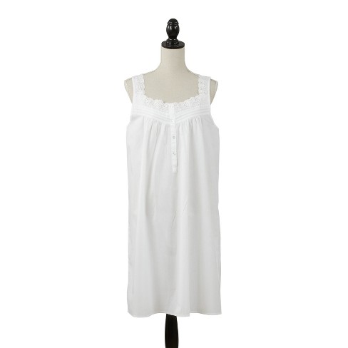 Saro Lifestyle Embroidered Womens Cotton Nightgown, White, Large : Target