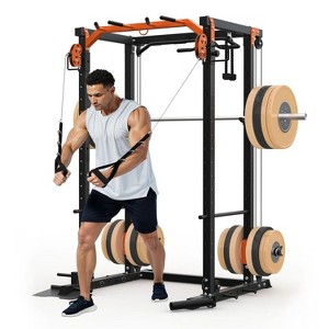 Garvee Power Cage, Power Rack with Cable Crossover System, 2000LBS Squat Rack with LAT Pull Down System for Home Gym Strength Training - 1 of 4