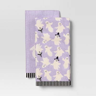 2pk Halloween Ghosts Glow in the Dark Hand Towel Set Purple - Hyde and EEK! Boutique™