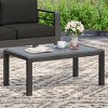 Outdoor Aluminum Coffee Table with Tempered Glass Top, Modern Accent Table for Patio, Garden, or Lounge Seating Area – The Pop Home - 3 of 4