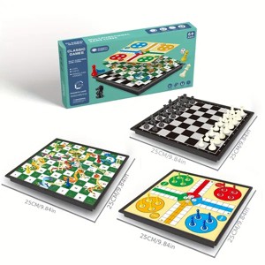 3 In 1 Gamie Magnetic Travel Chess Game, Foldable Portable Chess Board Game for Kids, Entertaining Road Trip Toys, Travel Games, and Desktop Toys - 1 of 4