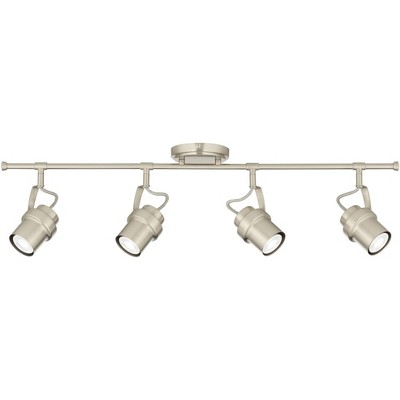 Pro Track Gladstone 4-Head LED Ceiling Track Light Fixture Kit Spot Light GU10 Silver Brushed Nickel Finish Metal Modern Kitchen Bathroom 32" Wide