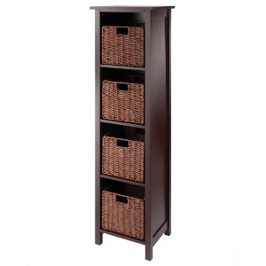 55.98" 5pc Milan Storage Shelf with Baskets Walnut - Winsome: Space-Saving, Rope Baskets, Wood Frame - 1 of 4