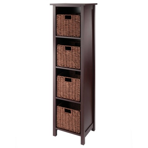 55.98 5pc Milan Storage Shelf With Baskets Walnut - Winsome : Target