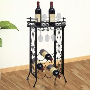 vidaXL Wine Rack with Glass Holder for 9 Bottles Metal - 1 of 4