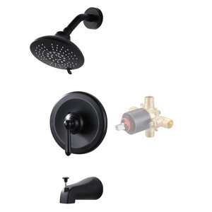 WOWOW Single Handle 5-Spray Tub and Shower Faucet 1.8 GPM with High Pressure Showerhead Valve Included - 1 of 4