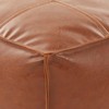 Saro Lifestyle Vintage Inspired Faux Leather Patchwork Pouf, 18"x18"x16", Brown - 3 of 4