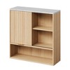 Wall Mounted Medicine Cabinet, Modern Bathroom Wall Cabinet with Sliding Door & Adjustable Shelves, Space Saver Floating Storage Cabinet for Kitchen - 4 of 4