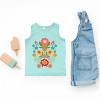 The Juniper Shop Folk Art Florals Distressed Toddler Tank - 5/6T - Seafoam - 4 of 4