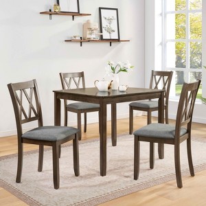 MAYEERTY Set of 4 Wooden Dining Chairs, Padded Upholstered Seat, Dining Room Living Room, Gray - 1 of 4