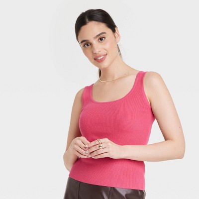 Women's Scoop Neck Sweater Tank Top - A New Day™ Pink S : Target