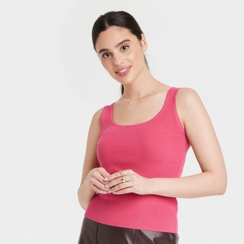 Women's Scoop Neck Sweater Tank Top - A New Day™ Pink M : Target