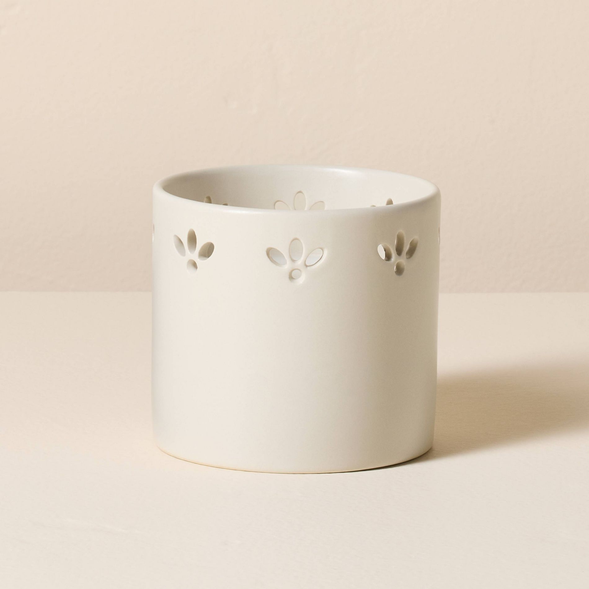 Small Perforated Ceramic Candle Cream 6oz - Hearth & Hand™ with Magnolia