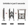 Origami Foldable Wheeled Portable Solid Wood Top Kitchen Island Bar Cart - 3 of 4