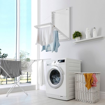 White Folding Wall Mounted Drying Rack with Six Slots