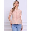 INSPIRE CHIC Women's Plaid Puff Short Sleeve Button Down Peter Pan Collar Shirt - 2 of 4