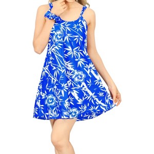LA LEELA Women's Vacay Holiday Beach Summer Beachwear Sleeveless Casual Dress Spaghetti Strap Nightshirts Slip Nighty - 1 of 4