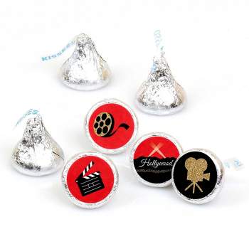 Big Dot of Happiness Red Carpet Hollywood - Movie Night Party Round Candy Sticker Favors - Labels Fits Chocolate Candy (1 sheet of 108)