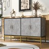 Modern 4-Door Sideboard Cabinet, Console Cupboard with Cross-Leg Metal Base for Living Room or Entryway – Cuddlewood - 2 of 4