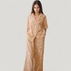 Anna-Kaci Lounge Women's Floral Lace Trim Pajama Set Short Sleeve Button Top with Matching Wide Leg Lounge Pants - 2 of 4