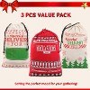 Joyfy 3 Pcs Christmas Canvas Gift Bag, 26" x 19" Drawstring Santa Burlap Sack Large Gift Bags for Christmas Gift Package Party Favors Hoilday Decor - 3 of 4