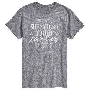 Women's - Instant Message - Yes To Her Love Story Short Sleeve Graphic T-Shirt - 1 of 4