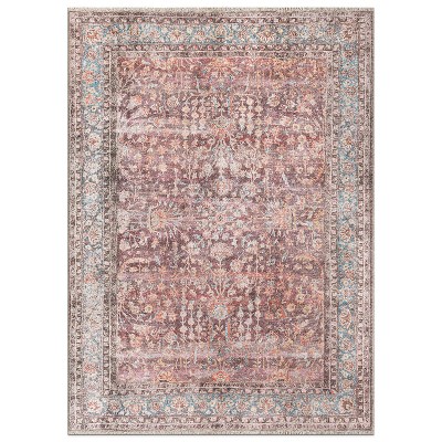 World Rug Gallery Vintage Distressed Bordered Machine Washable Area Rug