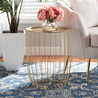 Mabon 16.5" Gold Metal Round End Table