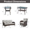 POCASSY 5 Piece Outdoor Patio Furniture Set, Brown Rattan Wicker Modern Outdoor Couch with Swivel Chairs and Coffee Table - 3 of 4