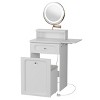 MOEPISY White Makeup Vanity Desk With Round Mirror And Lights, 2 In 1 Nightstand, Dressing Table With a Chair - 3 of 4