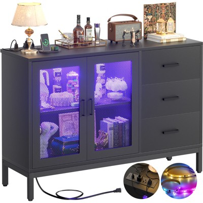 Aheaplus Sideboard Buffet Cabinet with 5 Wood Drawers