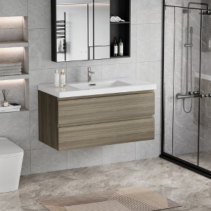Christopher Knight Home Moulton Modern Wall-Mounted Wood Bathroom Storage Vanity with Resin Top Basin and 2 Drawers - 1 of 4
