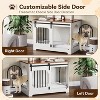 Dog Crate Furniture, 39.4 Inch Medium Dog Crates with Bed Mat, Wooden Dog Kennel Furniture, End Side Table Dog Cage with 3 Doors, White - 4 of 4