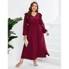 Coolmee Women's Plus Size Maxi Dress Causal V Neck Ruffle Pleated High Waist Slit Club Party Evening Long Dress - 3 of 4
