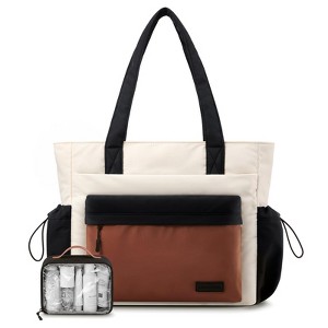 Tote Bag for Women, Puffer Work Tote with Zipper & Compartments, Travel bag Shoulder Handbag - 1 of 4