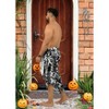 LA LEELA Men's Pareo Allover Halloween Skull Party Swim Trunks Swimwear Summer Sarong Full Beach Wrap for Men One Size Allover Skulls, Black - 4 of 4