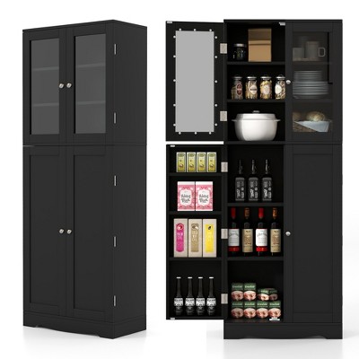 Freestanding Kitchen Pantry,Tall Kitchen Pantry Cupboard Cabinet  72.4Minimalist Storage Cabinet Organizer with 4 Doors and Adjustable  Shelves,Wood Kitchen Cupboard for Kitchen Dining Room Home,White 