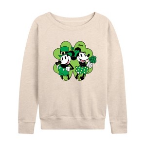 Women's - Disney - Mickey Minnie Shamrock Lightweight French Terry Slouchy - 1 of 4