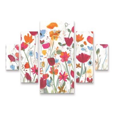 Trademark Fine Art -Cheryl Warrick Sunday Stroll I Refresh  Panel Set Art