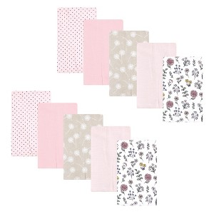 Hudson Baby Infant Girl Flannel Burp Cloth 10pk, Dandelion Wish, One Size - 1 of 4