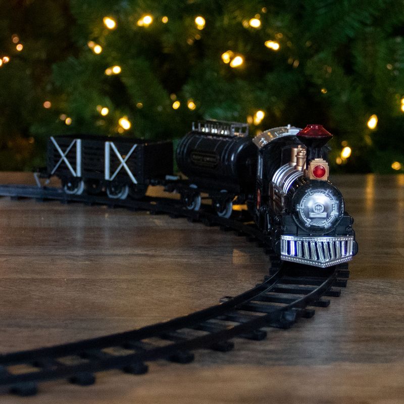 Northlight 9-Piece Battery Operated Black and Silver Lighted & Animated Classic Train Set with Sound, 2 of 4