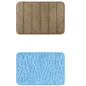 Unique Bargains 2Pcs Non Slip Absorbent Thick Soft Quick Dry Bathroom Bath Rugs - 1 of 4