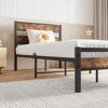 Twin Size Platform Bed Frame with Rustic Vintage Wood Headboard, Strong Metal Slats Support, No Box Spring Needed - 2 of 4