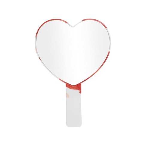 Unique Bargains Heart Shape Cosmetic Mirror Red White 1 Pc - image 1 of 3