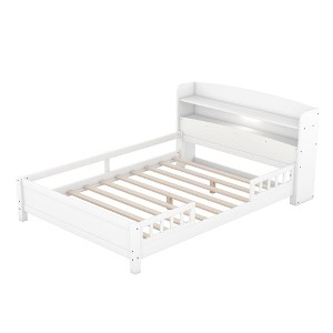 NicBex Full/Twin Size Platform Bed with Storage Headboard,Built-in LED Lights and Guardrail for Adults/Boys/Girls - 1 of 4